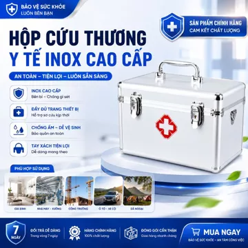Hộp Cứu Thương Y Tế Inox Cao Cấp Có Khóa | Tủ Thuốc Sơ Cứu Gia Đình, Công Ty, Nhà Xưởng, Xe Ô Tô