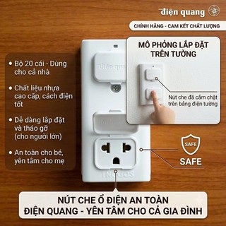 Túi 20 Cái Nút Che Ổ Điện An Toàn Cho Bé - Nắp Bịt Ổ Cắm Điện 2 Chân Chống Giật, Bảo Vệ Trẻ Em