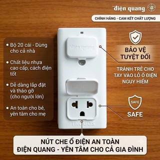 Túi 20 Cái Nút Che Ổ Điện An Toàn Cho Bé - Nắp Bịt Ổ Cắm Điện 2 Chân Chống Giật, Bảo Vệ Trẻ Em