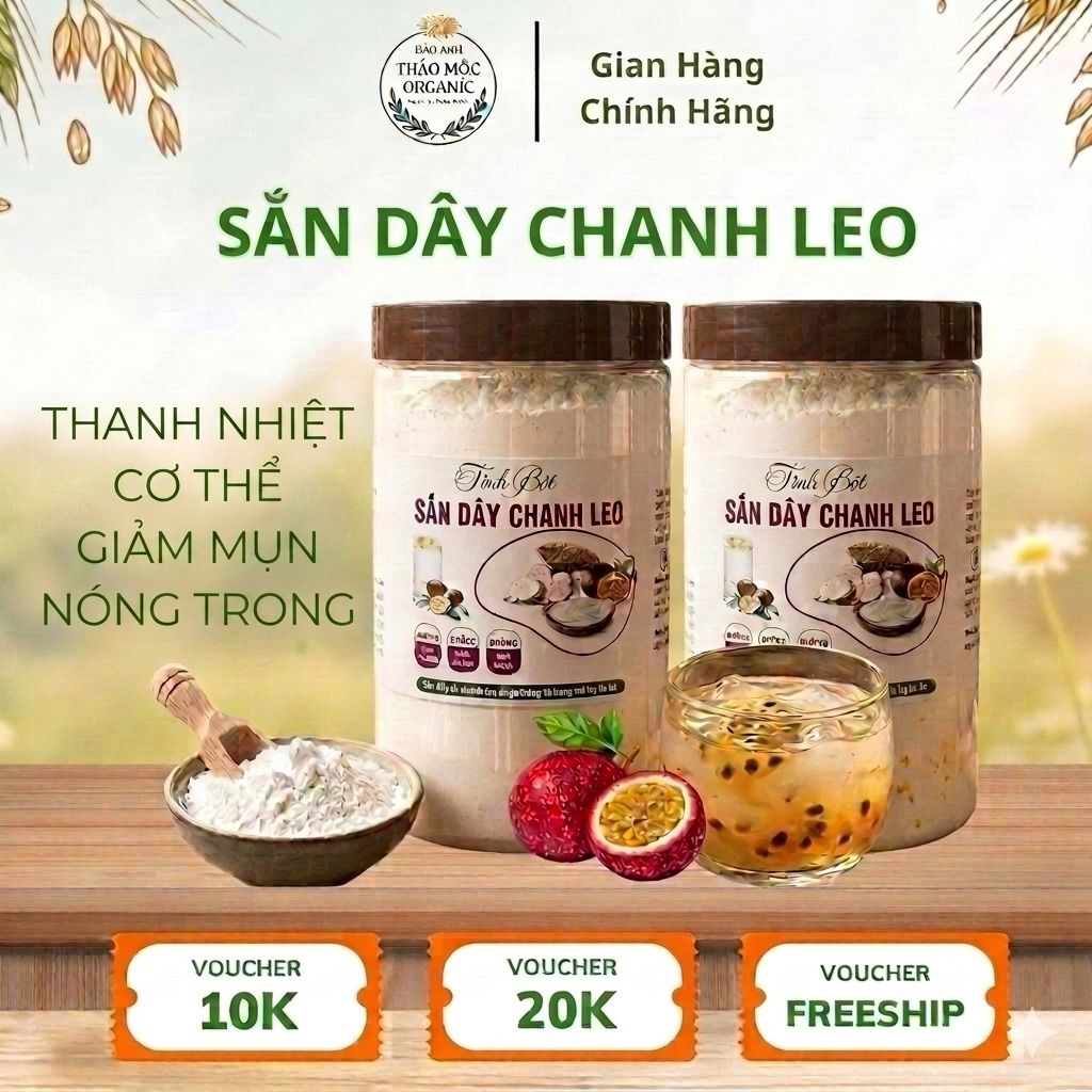 Bột Sắn Dây Chanh Leo Giải Nhiệt Thanh Mát Mùa Hè Hũ 500g - Thảo Mộc Ogranic