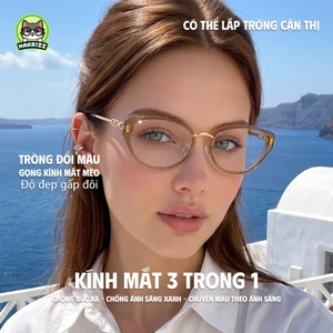 MAKRIZZ Mắt Kính 3in1 Cát Eye: Chống Ánh Sáng Xanh, Đổi Màu UV, Siêu Nhẹ 11g, Càng Kính Xích Sang Trọng Chuẩn Hàn