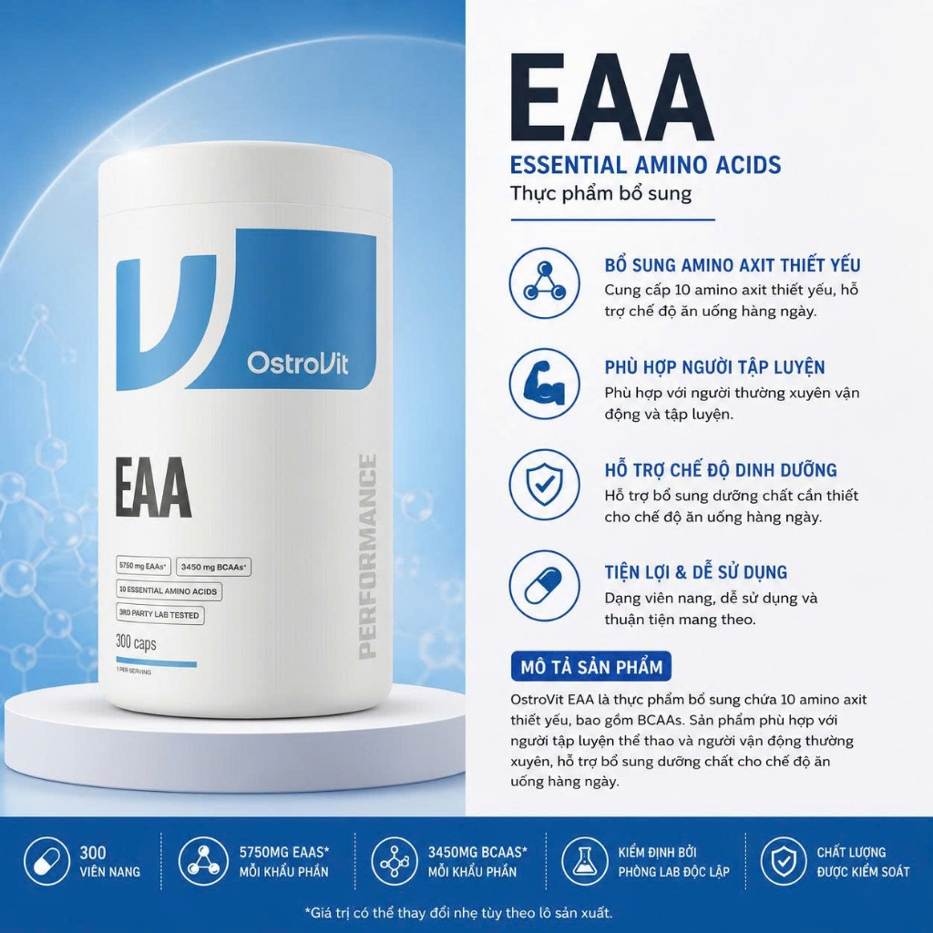 OstroVit EAA 1150 300 Viên Thực Phẩm Bổ Sung Amino Acid