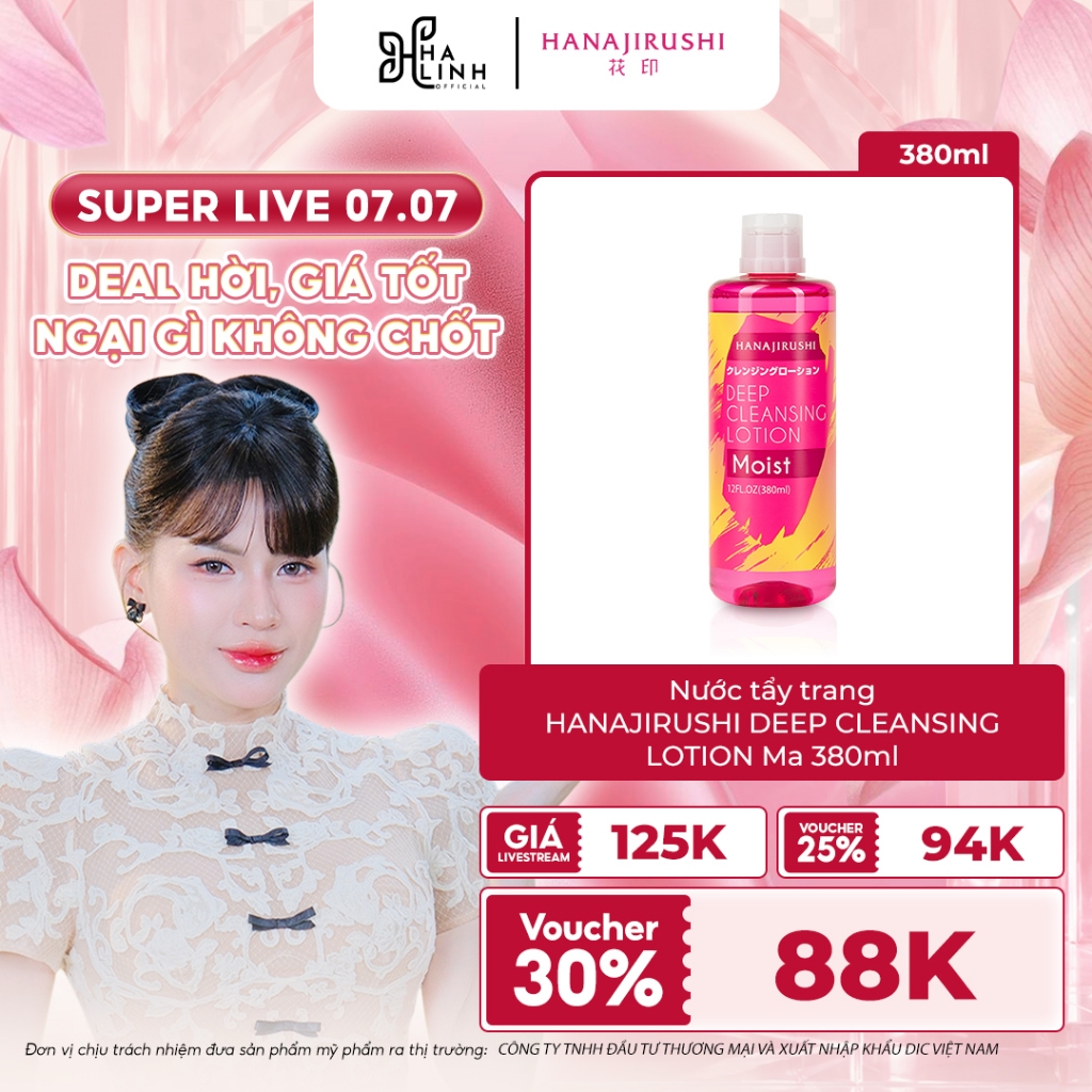 [Võ Hà Linh x Hanajirushi] Nước Tẩy Trang Làm Sạch Sâu Hanajirushi Deep Cleasing Lotion Moist 380ml