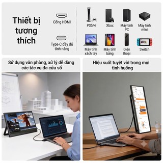 Màn Hình Phụ REAMOND 15.6 Inch Full HD - Màn Hình Di Động Type-C, HDMI, Màn Hình Mở Rộng Laptop, PC