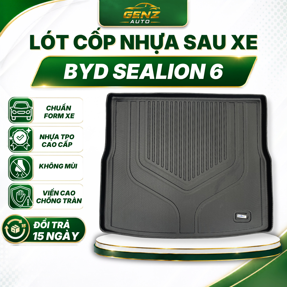 Lót cốp BYD Sealion 6 - Nhựa dẻo TPO Không mùi, Chuẩn khít form xe, Chống thấm nước, Dễ vệ sinh