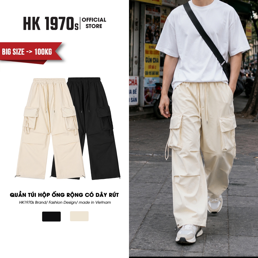 Quần Ống Rộng Nam Nữ Có Dây Rút Cho Nam Nữ, Big Size, Quần Túi Hộp Vải Dù Phong Cách Hiphop Q130
