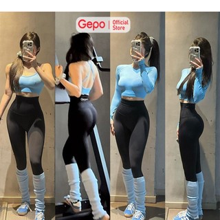 Quần Legging Tập Gym Cạp Cao Lưng V Có Chun Bản Nâng Cấp 10%Elsaten Gepo GP130