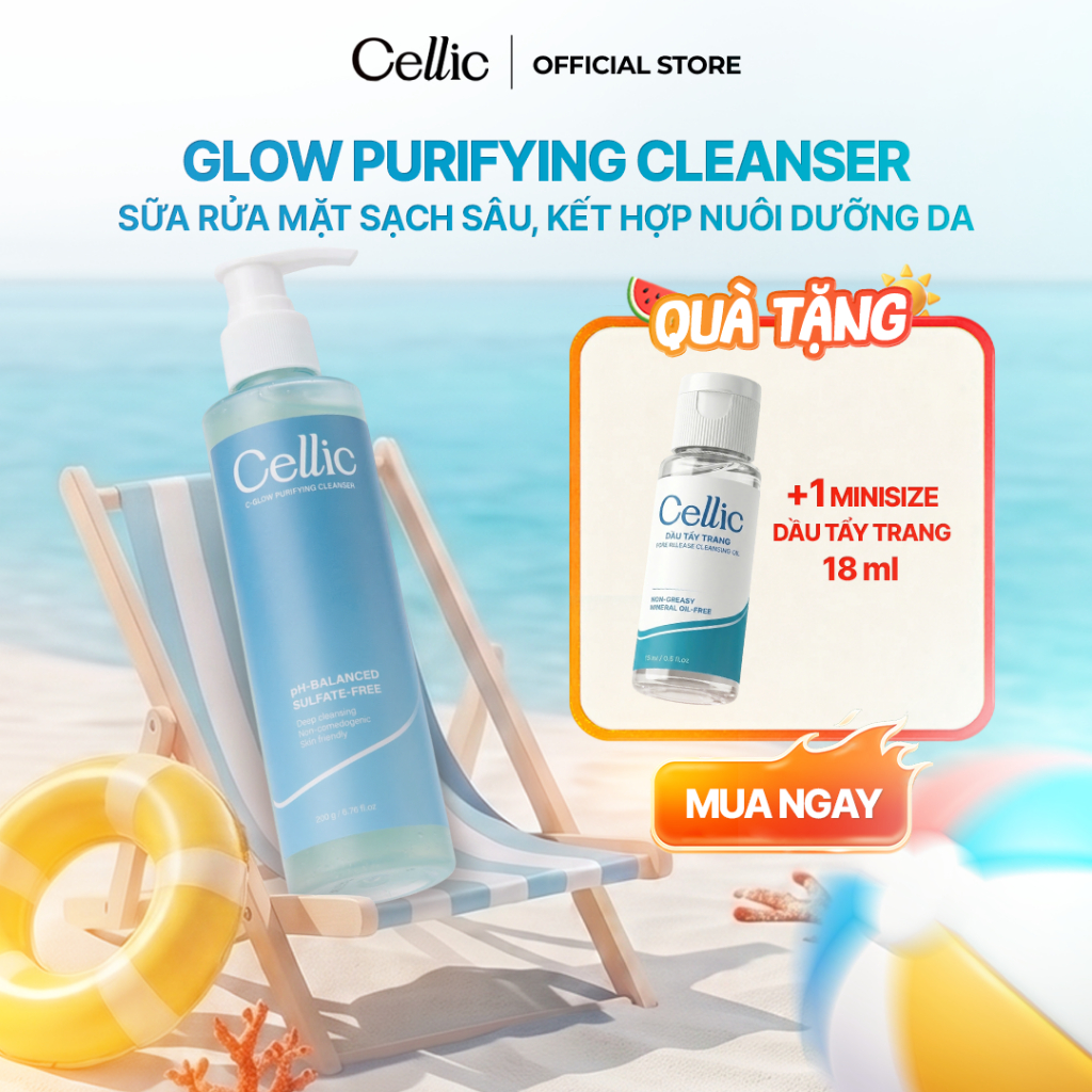 Sữa Rửa Mặt Cellic C-Glow Purifying Cleanser Không Bọt, Giữ Ẩm, Cân Bằng pH 200g