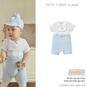 Nous Baby Bộ Bodysuit kèm quần, body chip cộc tay kèm quần short cổ polo mềm min cho bé từ 5.5-10.5kg BST T5