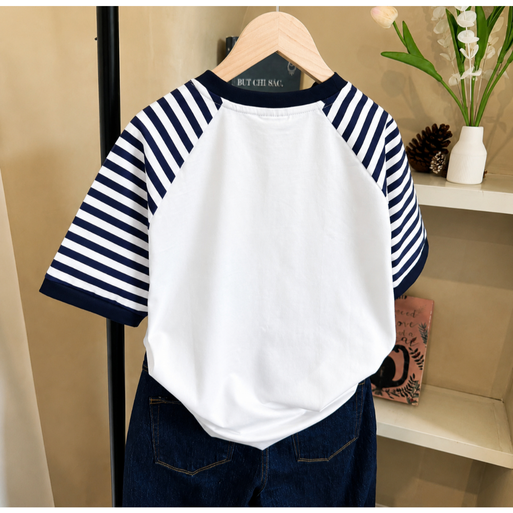 Áo Thun Mirage Sọc Tay Xanh Local Brand Chất 100% Cotton Mềm Mịn Thoáng Mát.
