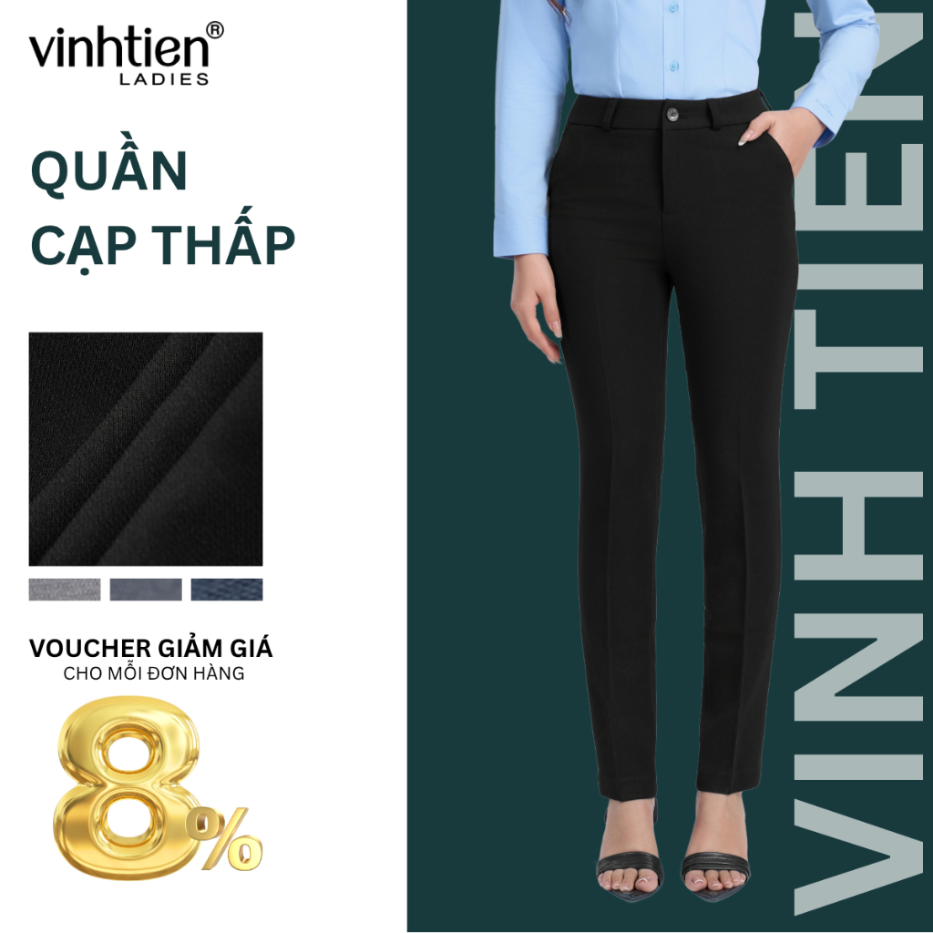 Quần âu nữ ống đứng lưng thấp Vĩnh Tiến , GTB 675, chất liệu vải mềm mịn thoáng mát đứng form.