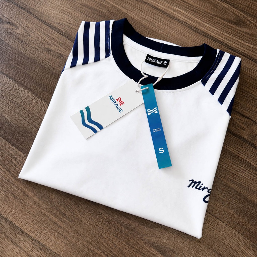 Áo Thun Mirage Sọc Tay Xanh Local Brand Chất 100% Cotton Mềm Mịn Thoáng Mát.