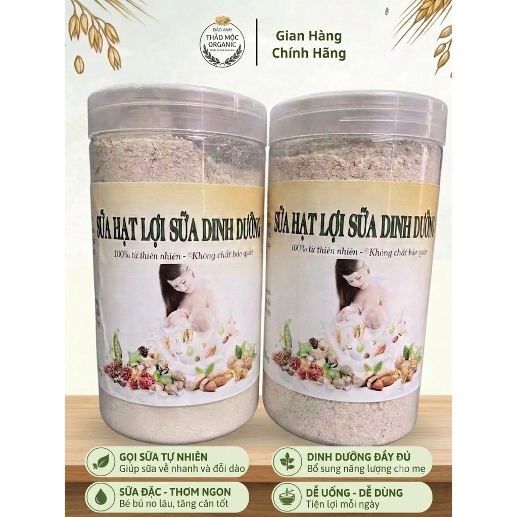 Bột Sữa Hạt Lợi Sữa Dinh Dưỡng 17 Loại Hạt Cho Mẹ Bầu Và Sau Sinh - Hũ 500g - Thảo Mộc Organic