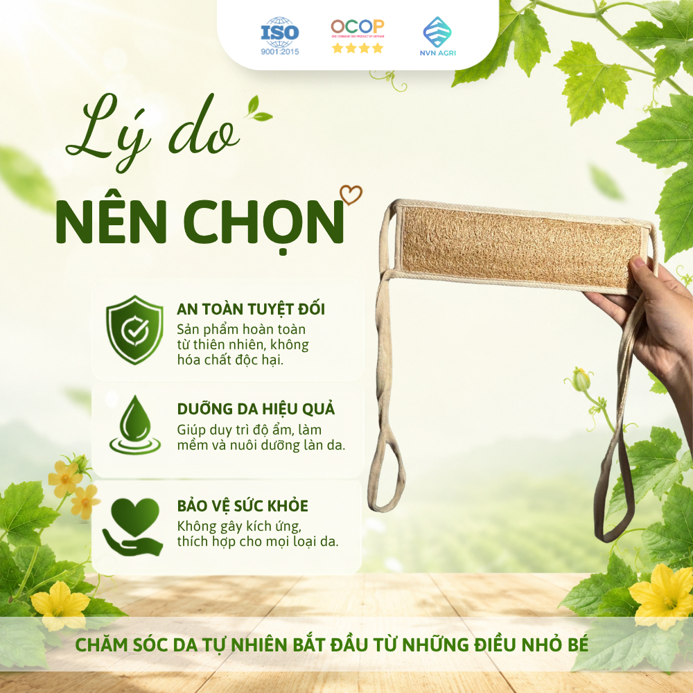 Đai Kỳ Lưng Xơ Mướp 2 Mặt Xơ Có Viền Cotton Làm Sạch Da Xơ Mướp Tẩy Tế Bào Chết Massage Thân Thiện Môi Trường