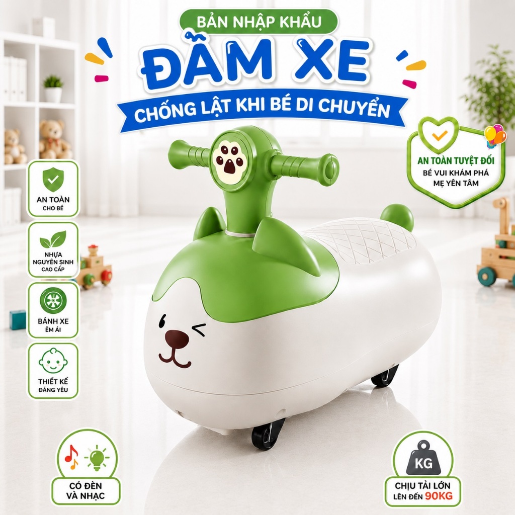 🧸𝑴𝒊𝒆̂̃𝒏 𝑺𝒊́𝒑🧸Xe chòi chân hạt đậu BẢN NHẬT KHẨU 100% ngộ nghĩnh-có đèn nhạc-bánh chống lật BẢN NHẬT KHẨU 100%