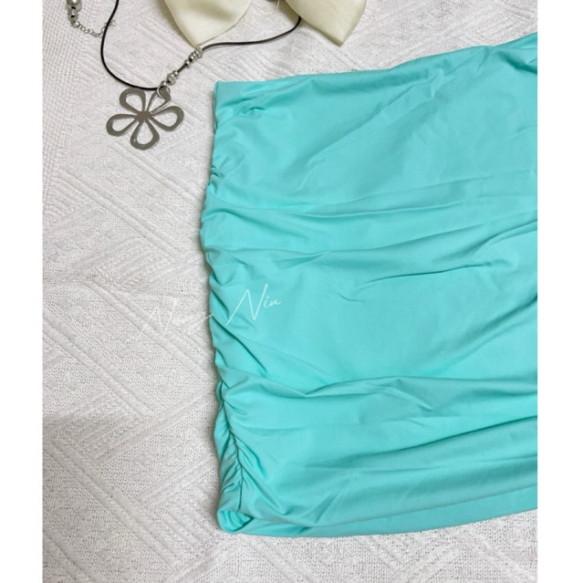 NUNG NIU - Chân Váy Xanh Tiffany Trendy Ôm Sát Tôn Dáng Vải Mịn Mát Co Dãn