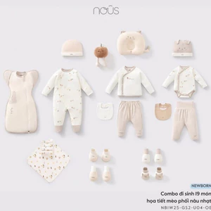 Nous Newborn Combo đi sinh, set quà tặng 19 món cho bé trai bé gái sơ sinh đầy đủ chất liệu an toàn