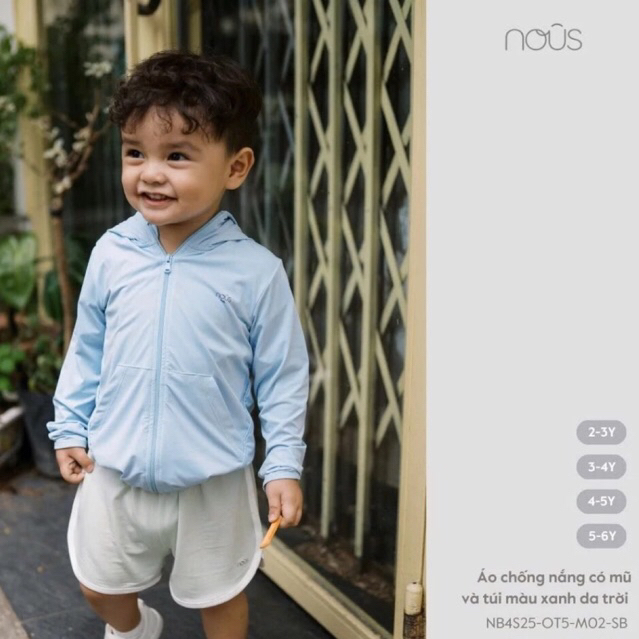 Nous Kid Áo chống nắng cho bé trai bé gái có mũ mềm mát chống UV cho bé
