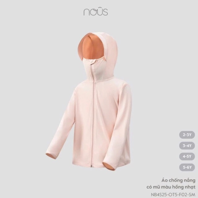 Nous Kid Áo chống nắng cho bé trai bé gái có mũ mềm mát chống UV cho bé