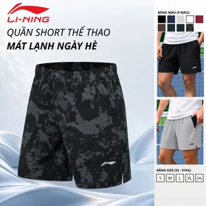 Quần đùi nam Li-Ning chính hãng S01, Quần short nam vải gió thể thao mềm mát, co giãn túi khoá 2 bên