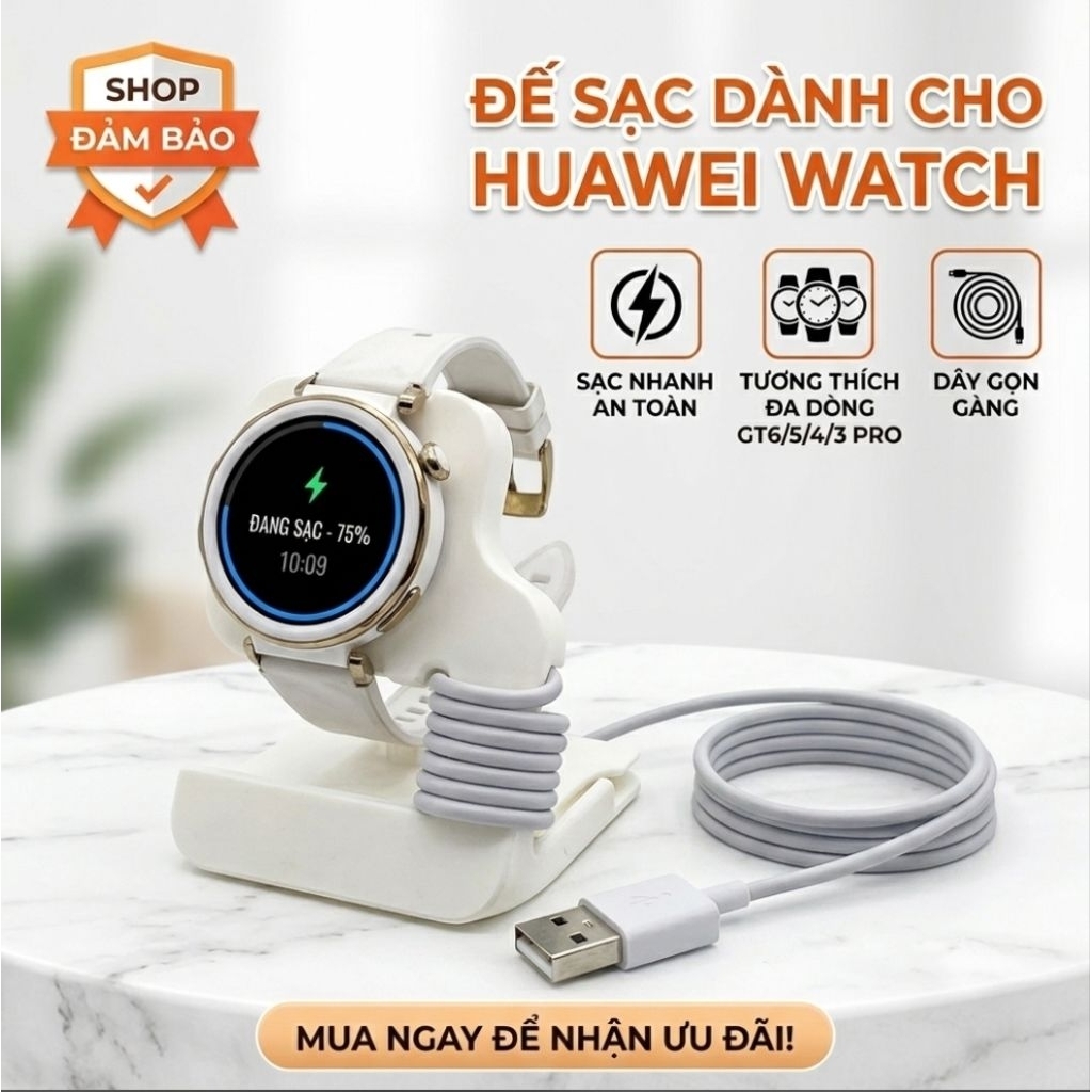 Đế Sạc Đồng Hồ In 3D Dùng Cho Huawei GT6/5/4/3/Pro Thông Minh Tích Hợp Rãnh Thu Gọn Dây Cáp Tiện Lợi