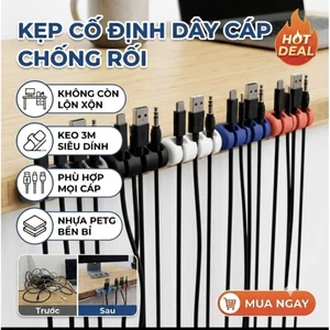 COMBO Đế Dán Kẹp Chống Rối Cáp Sạc Điện Thoại Máy Tính Kẹp Cố Định Cáp Sạc Chuột Tai Nghe (In 3D)