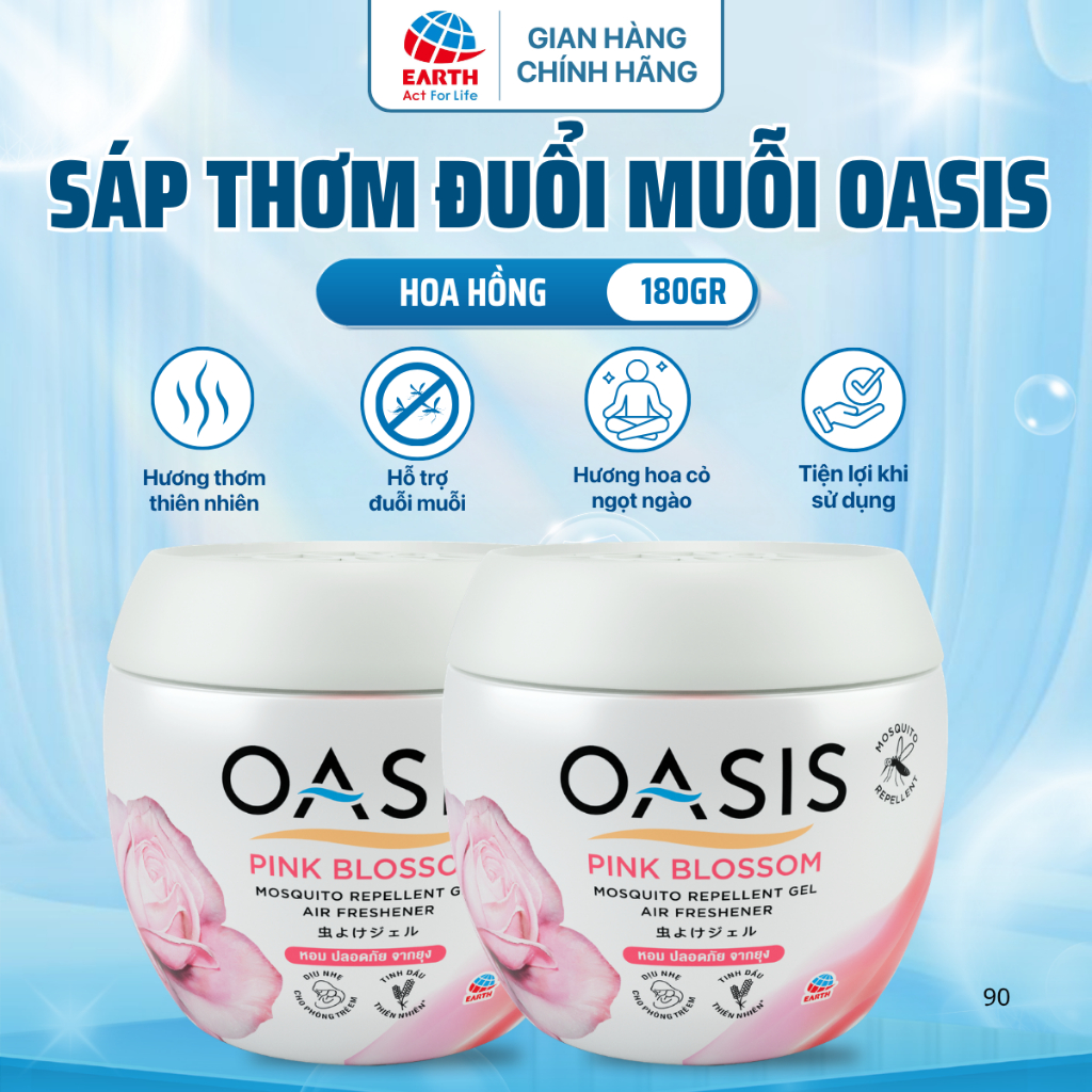 Combo 2 sáp Thơm Đuổi Muỗi Oasis 6 Mùi - Khử Mùi Dịu Nhẹ, Làm Thơm Không Gian, Nhiều Hương Thơm (180g)