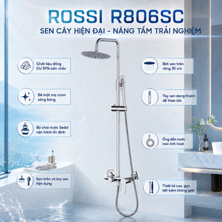 Bộ Vòi Sen Cây Rossi R806SC Phong Cách Châu Âu, Có Nóng Lạnh, BH 2 Năm