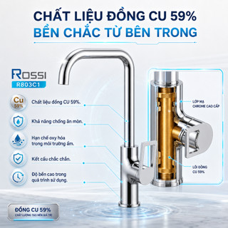 Vòi Chậu Rửa Bát Rossi R803C1 Dành Cho Bếp, Có Nóng Lạnh, Bảo Hành 2 Năm