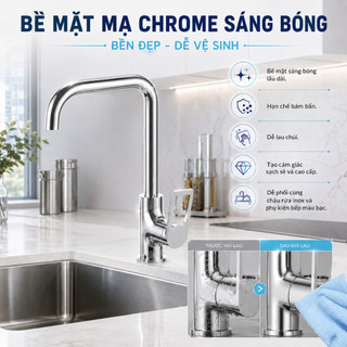 Vòi Chậu Rửa Bát Rossi R803C1 Dành Cho Bếp, Có Nóng Lạnh, Bảo Hành 2 Năm