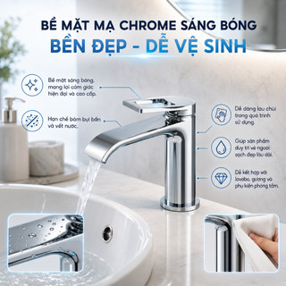 Vòi Chậu Lavabo Rossi R803V1 Có Nóng Lạnh, Bảo Hành 2 Năm, Thiết Kế Tinh Tế Chuẩn Tây Ban Nha