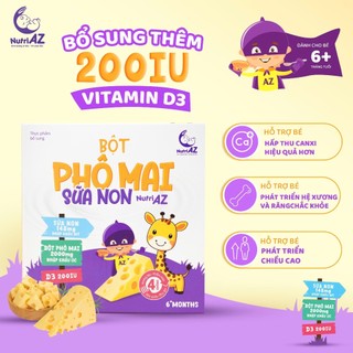 [Tặng Gặm Nướu] Combo 3 Bột Phô Mai Sữa Non Và 3 Bánh Ăn Dặm 3 Vị 30G NutriAZ Hỗ Trợ Bổ Sung Canxi, Tăng Sức Đề Kháng