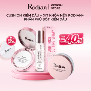 Combo Cushion Kiềm Dầu Chống Nắng Rodian SPF50+ 12g, Xịt Khóa Nền, Phấn Phủ Bột