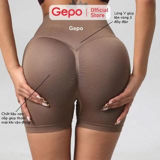 GEPO Quần short đùi nữ tập gym yoga zumba chất liệu dệt kim cạp cao nâng mông tôn dáng GP111