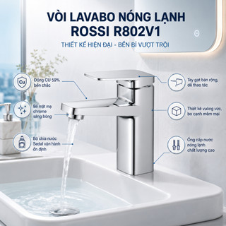 Vòi chậu Lavabo Rossi R802V1 lõi đồng cao cấp, bảo hành 2 năm