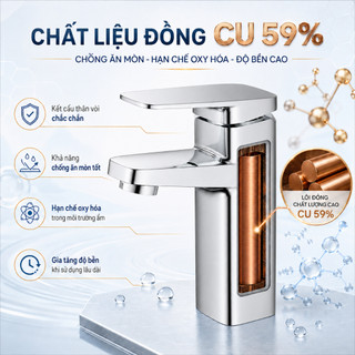 Vòi chậu Lavabo Rossi R802V1 lõi đồng cao cấp, bảo hành 2 năm