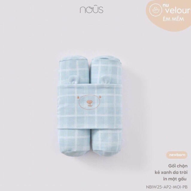 Phụ Kiện Nous Newborn Gối gặn cho bé trai bé gái sơ sinh mềm mịn họa tiết gấu dễ thương