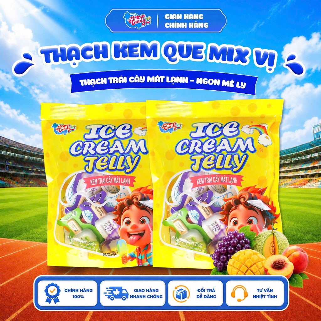 [BÁN CHẠY]  Thạch kem phomai My Candy Việt Nam dẻo giòn, ăn vặt mát lạnh, hương vị trái cây