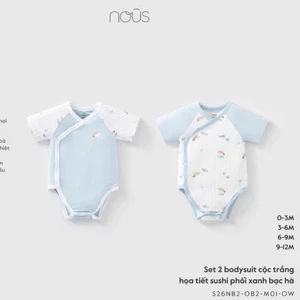 Set 2 bộ Body chip cộc tay Bodysuit vải petit mềm mịn quanh năm hè mỏng mát