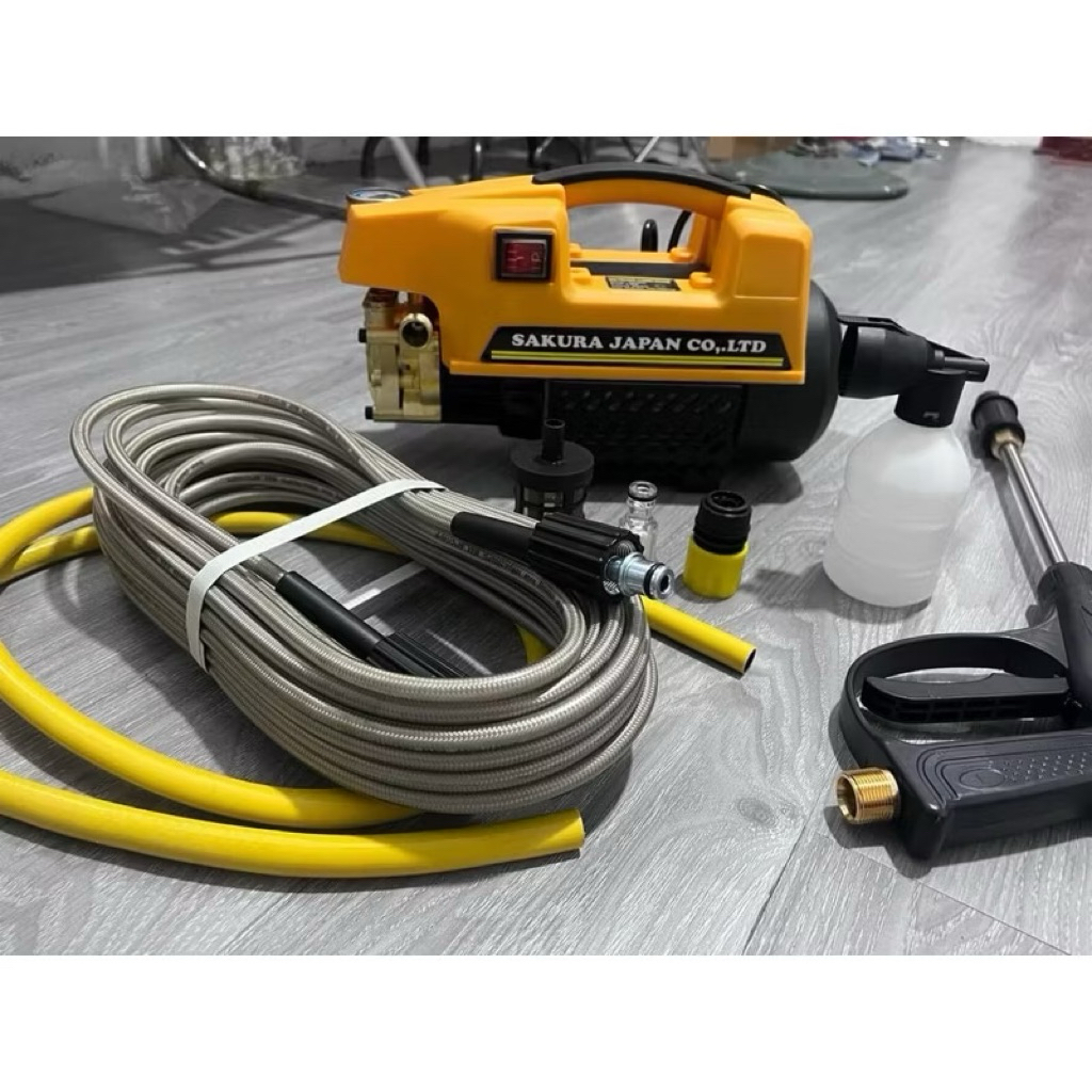 Máy rửa xe Sakura 3500W - Lõi đồng 100% máy công xuất lớn - rửa xe gia đình bình bọt tuyết