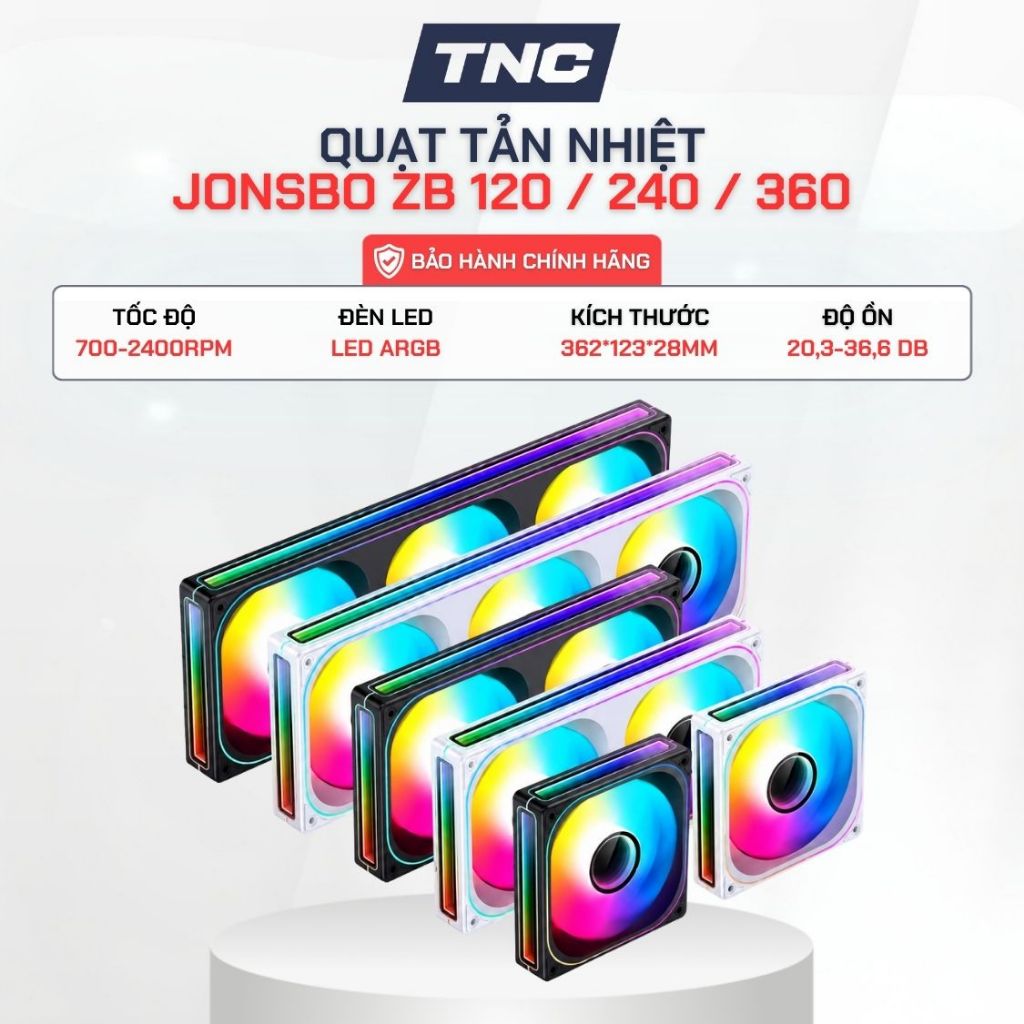Quạt Tản Nhiệt JONSBO ZB-120 / 240 / 360 LED ARGB Xuôi | Ngược - Bảo Hành 36 Tháng - TNC STORE