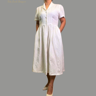 Váy xoè linen cổ cánh én,độ bền cao,mát mịn,thấm hút mồ hôi,may viền tỉ mỉ,sản xuất độc quyền tại Kiều Oanh Designer