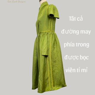 Váy xoè linen cổ cánh én,độ bền cao,mát mịn,thấm hút mồ hôi,may viền tỉ mỉ,sản xuất độc quyền tại Kiều Oanh Designer