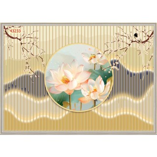 Tranh dán tường quán spa, gội đầu đông y dưỡng sinh kiểu lam sóng tranh vải lụa 3D, KHỔ LỚN LL