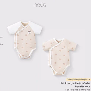 Nous - Set 2 Bodysuit cộc màu phối họa tiết