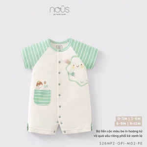 NOUS PREMIUM T4 Bộ liền cộc hoạ tiết cho bé trai/bé gái size từ 0m đến 9-12m