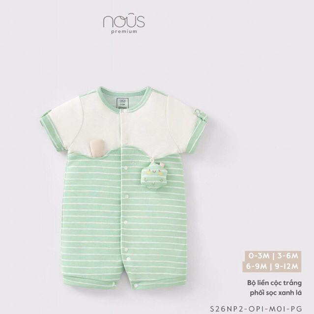 NOUS PREMIUM T4 Bộ liền cộc hoạ tiết cho bé trai/bé gái size từ 0m đến 9-12m