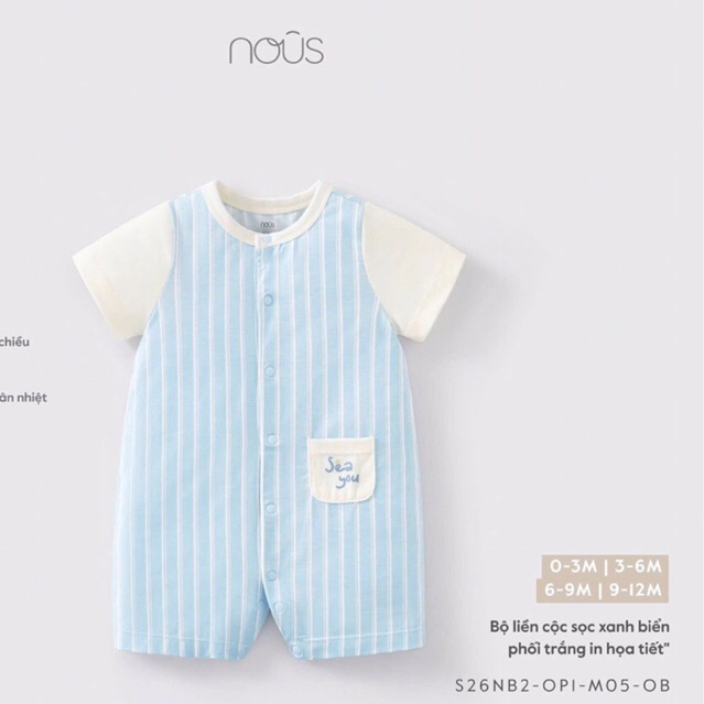 NOUS PREMIUM T4 Bộ liền cộc hoạ tiết cho bé trai/bé gái size từ 0m đến 9-12m