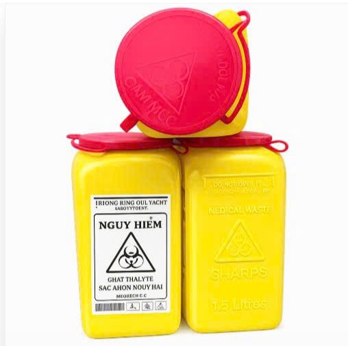 BÌNH ĐỰNG VẬT SẮC NHỌN NHỎ 1.5 LÍT .BÌNH HỦY KIM Y TẾ 1.5 LÍT – THU GOM VẬT SẮC NHỌN AN TOÀN