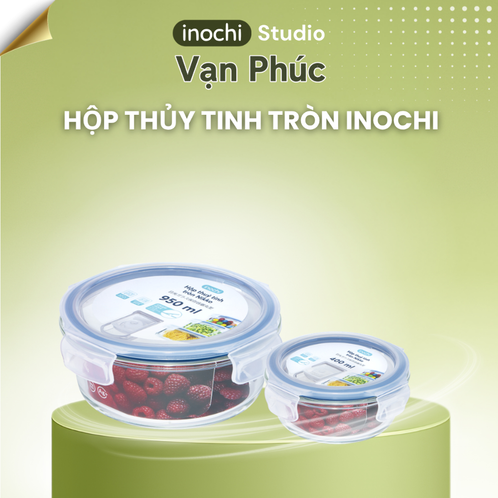 Hộp thủy tinh nhiều ngăn INOCHI chịu nhiệt cao, sử dụng lò vi sóng, bảo quản thực phẩm kín